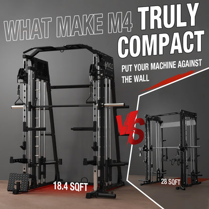 Smith Machine Home Gym, 2200 Lbs Power Rack Cage with Cable Crossover, Power Rack with 1200LB Capacity Adjustable Weight Bench and 230 Lbs Weight Plate, Total Body Strength Training Equipment