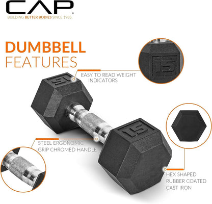 Premium Rubber Coated Dumbbell Weight Set with Space-Saving Vertical Rack | Choose from 100 lb, 150 lb, or 210 lb Options for Ultimate Strength Training
