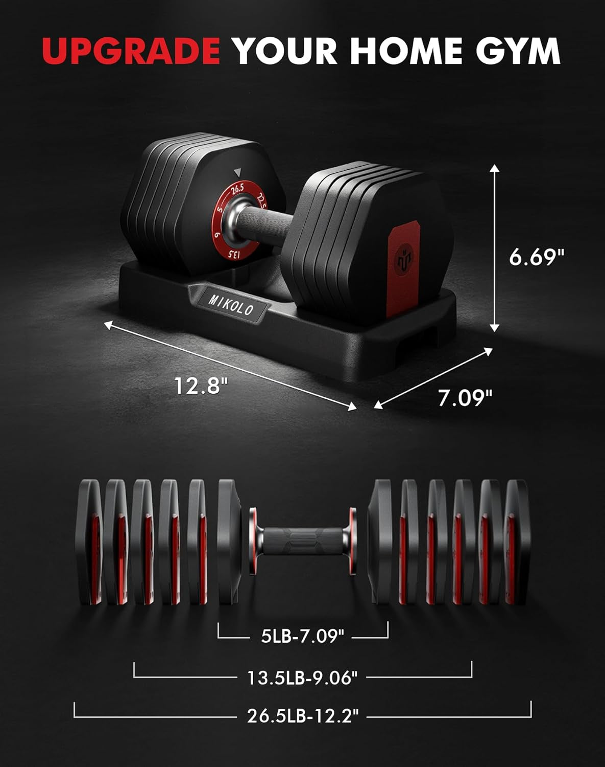 Elevate Your Home Workouts with the Hex Cageless Adjustable Dumbbells Set of 2 - 6-in-1 Space-Saving Solution for Strength Training