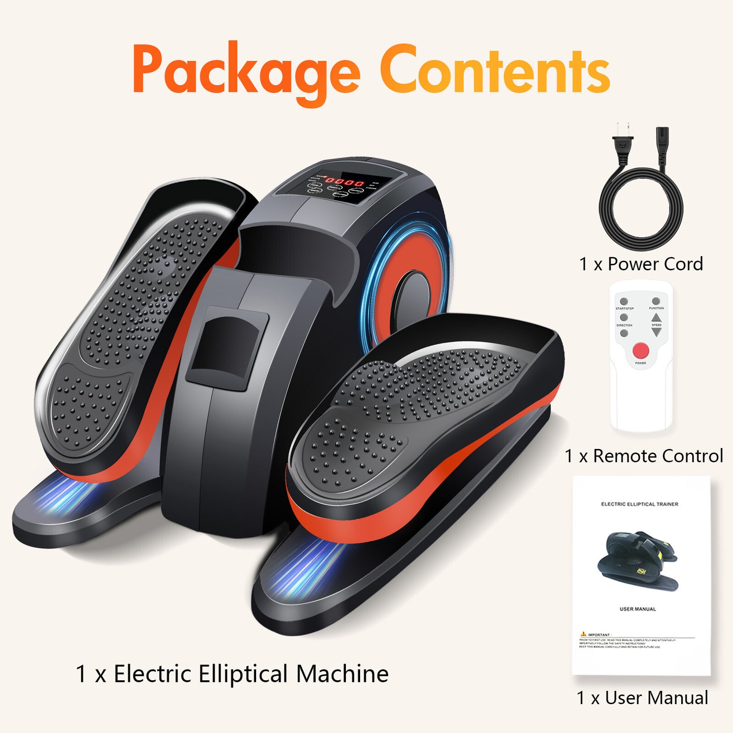 Ellipse Electric Elliptical Machine under Desk Leg Exerciser Fully Assembled LCD