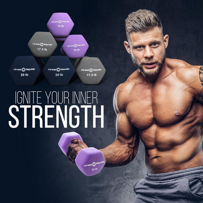 Versatile Neoprene Dumbbell Set - Non-Slip, Anti-Roll Weights for Total Body Workouts - Perfect for Home Gyms and Fitness Enthusiasts