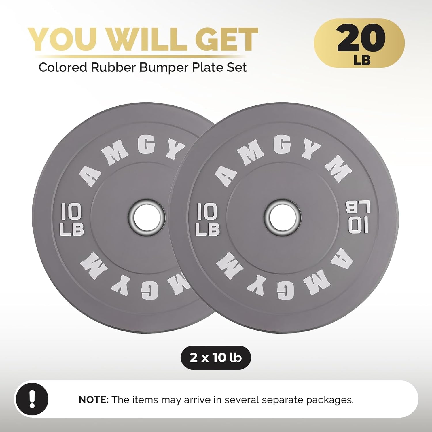 Unleash Your Strength with AMGYM 2 Inch Colorful Bumper Plates - Durable Olympic Weight Plates Set for Your Home Gym, Available in Weights from 10 to 500lbs