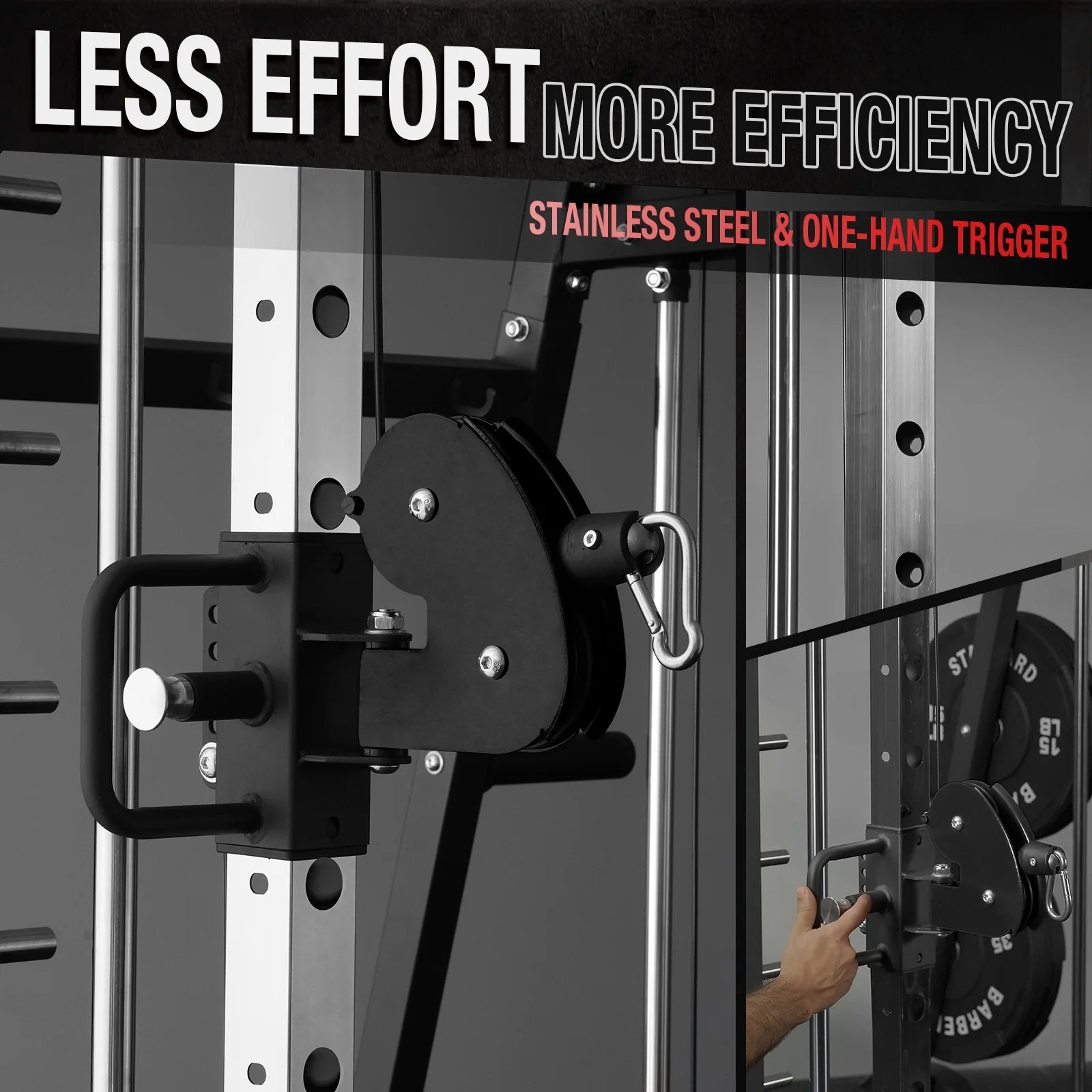 Smith Machine Home Gym, 2200 Lbs Power Rack Cage with Cable Crossover, Power Rack with 1200LB Capacity Adjustable Weight Bench and 230 Lbs Weight Plate, Total Body Strength Training Equipment