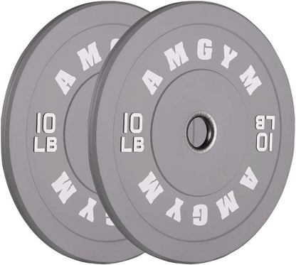 Unleash Your Strength with AMGYM 2 Inch Colorful Bumper Plates - Durable Olympic Weight Plates Set for Your Home Gym, Available in Weights from 10 to 500lbs