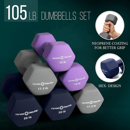 Versatile Neoprene Dumbbell Set - Non-Slip, Anti-Roll Weights for Total Body Workouts - Perfect for Home Gyms and Fitness Enthusiasts