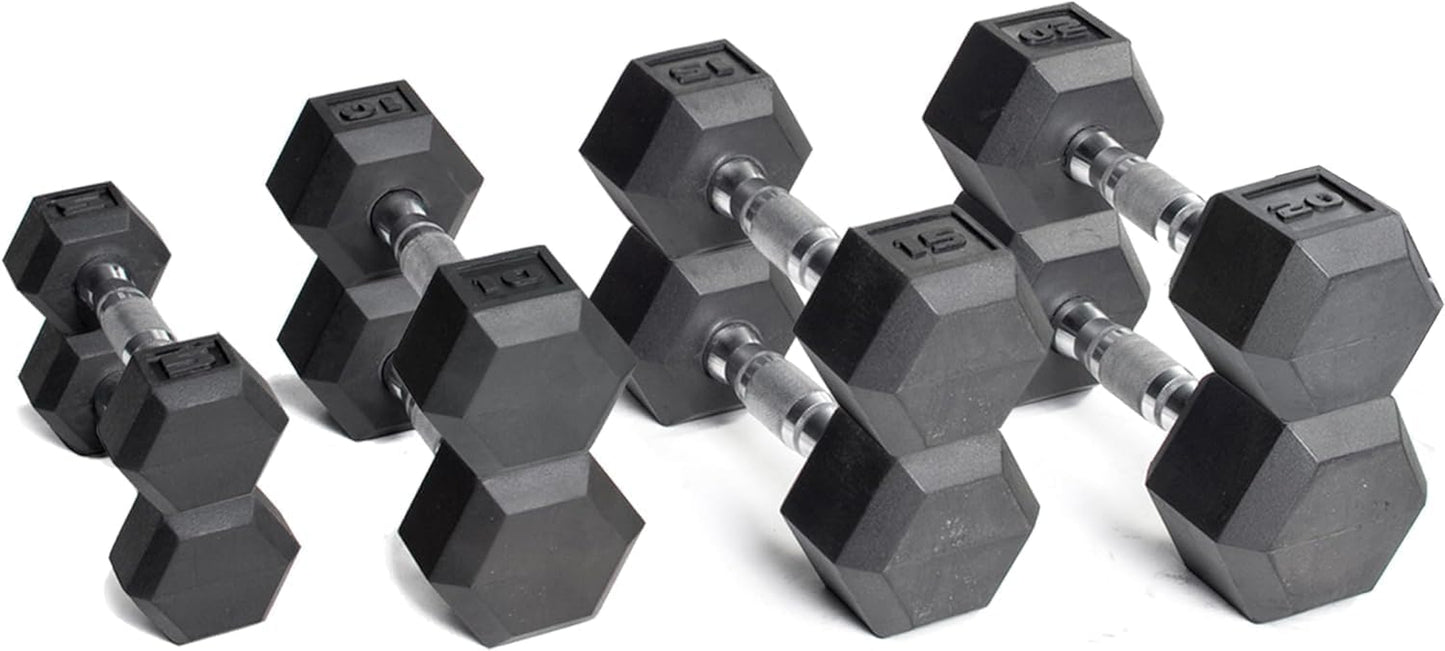 Premium Rubber Coated Dumbbell Weight Set with Space-Saving Vertical Rack | Choose from 100 lb, 150 lb, or 210 lb Options for Ultimate Strength Training