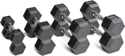 Premium Rubber Coated Dumbbell Weight Set with Space-Saving Vertical Rack | Choose from 100 lb, 150 lb, or 210 lb Options for Ultimate Strength Training